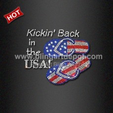 Kickin Back in the USA Rhinestone Motif Transfer for Independence Day